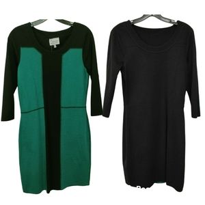 NEW LYNN RITCHIE Reversible Knit Dress Color Block Patchwork Style Black Small